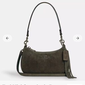 Coach Dark Green Suede Mini Shoulder Bag
